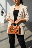 ZEMIMAAS Gloss Bow Brown pu leather handbag, view 2