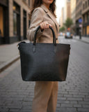 ZEMIMAAS SwiftZip Black pu leather tote bag
