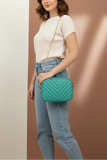 ZEMIMAAS Chevron Charm Sea Green pu leather crossbody bag, view 2