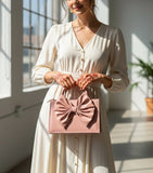 ZEMIMAAS Gloss Bow Soft Pink pu leather handbag, view 2