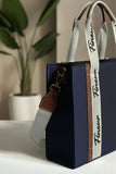 ZEMIMAAS Modern Muse Navy Blue canvas tote bag, view 3