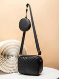 ZEMIMAAS Chevron Coin Black pu leather crossbody bag, view 6