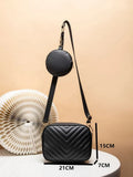 ZEMIMAAS Chevron Coin Black pu leather crossbody bag, view 7