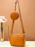 ZEMIMAAS Chevron Coin Mustard pu leather crossbody bag, view 3