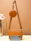 ZEMIMAAS Chevron Coin Mustard pu leather crossbody bag, view 5