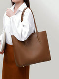 ZEMIMAAS Mustard pu leather tote bag, view 4