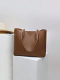 ZEMIMAAS Mustard pu leather tote bag, view 3