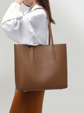 ZEMIMAAS Mustard pu leather tote bag, view 5