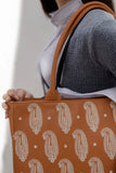 ZEMIMAAS Embroidery Daily Carry Mustard pu leather tote bag, view 3