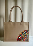 ZEMIMAAS Mini Desert Bloom Beige canvas tote bag, view 5