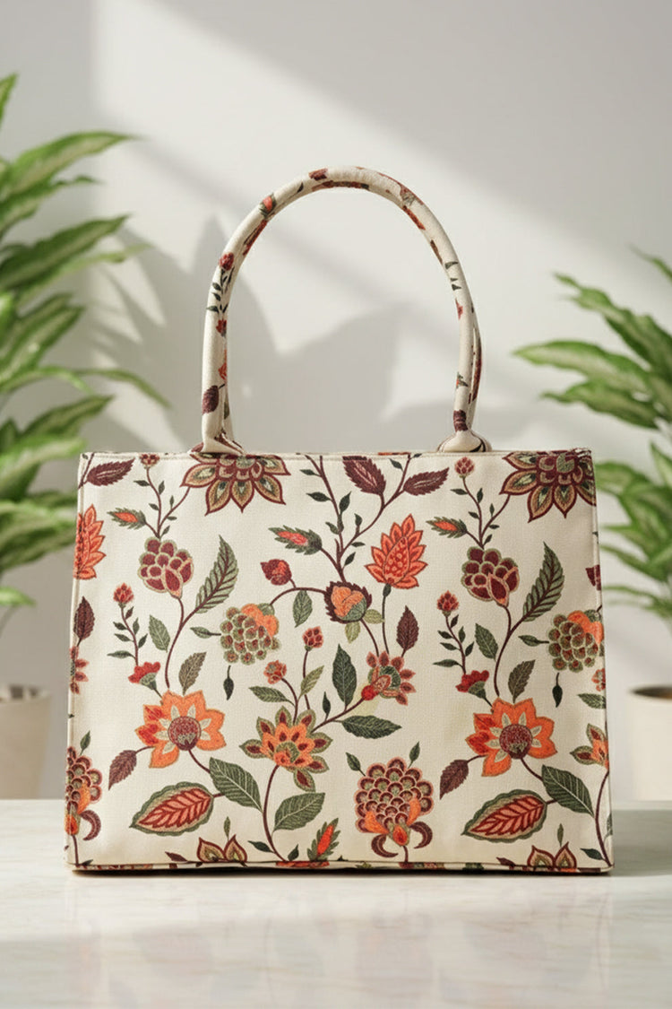 ZEMIMAAS Canvas Tote Beige Multiflower