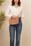 ZEMIMAAS Quilted Charm Bronze pu leather shoulder bag, view 3