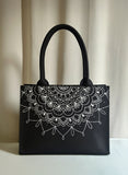 ZEMIMAAS Mini Mandala Loop Black canvas tote bag, view 4