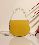 ZEMIMAAS Mustard Midnight Pearl pu leather handbag, view 3