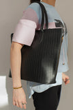 ZEMIMAAS SwiftZip Black pu leather tote bag, view 2