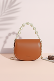 ZEMIMAAS Brown Midnight Pearl pu leather handbag, view 3