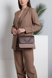 ZEMIMAAS ChevronFlap Brown pu leather shoulder bag, view 2
