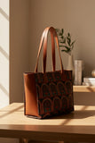 ZEMIMAAS Side Rexine Heritage Arch canvas & pu leather tote bag, view 3