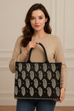 ZEMIMAAS Embroidery Daily Carry Black pu leather tote bag, view 4