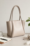 ZEMIMAAS Pyramid Beige pu leather tote bag, view 2