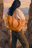 Luxora Suede Tote Bag - Mustard