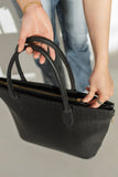 ZEMIMAAS SwiftZip Black pu leather tote bag, view 3