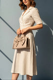ZEMIMAAS Gloss Bow Beige pu leather handbag, view 4