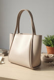 ZEMIMAAS Pyramid Beige pu leather tote bag, view 3