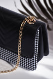 ZEMIMAAS ChevronFlap Black pu leather shoulder bag, view 3