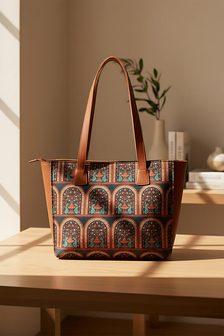 ZEMIMAAS Side Rexine Canvas Tote Heritage Arch