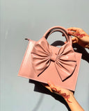 ZEMIMAAS Gloss Bow Soft Pink pu leather handbag
