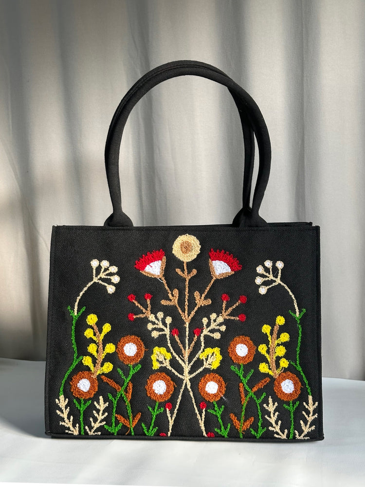 ZEMIMAAS Premium Jute Tote Blush Wood – Black