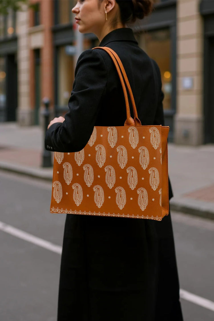 Zemimaas Embroidery Tote Bag Daily Carry - Mustard