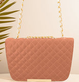 ZEMIMAAS Quilted Charm Bronze pu leather shoulder bag, view 4