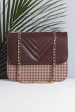 ZEMIMAAS ChevronFlap Brown pu leather shoulder bag, view 3