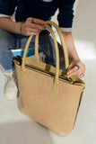 ZEMIMAAS SwiftZip Beige pu leather tote bag, view 2