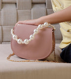 ZEMIMAAS Midnight Pearl Tea Pink pu leather handbag, view 6