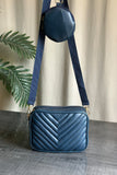 ZEMIMAAS Chevron Coin Navy Blue pu leather crossbody bag, view 7