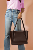 ZEMIMAAS Pyramid Brown pu leather tote bag