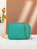 ZEMIMAAS Chevron Charm Sea Green pu leather crossbody bag, view 3