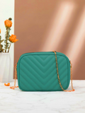 ZEMIMAAS Chevron Charm Sea Green pu leather crossbody bag, view 4