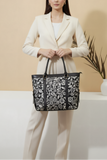 ZEMIMAAS Floral Black canvas tote bag, view 2