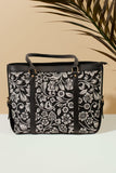ZEMIMAAS Floral Black canvas tote bag