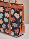 ZEMIMAAS Autumn Leaf canvas & pu leather tote bag, view 2