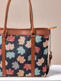 ZEMIMAAS Autumn Leaf canvas & pu leather tote bag, view 3