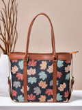 ZEMIMAAS Autumn Leaf canvas & pu leather tote bag