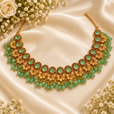 Mint Green Gold Jhumka Earrings — Solo