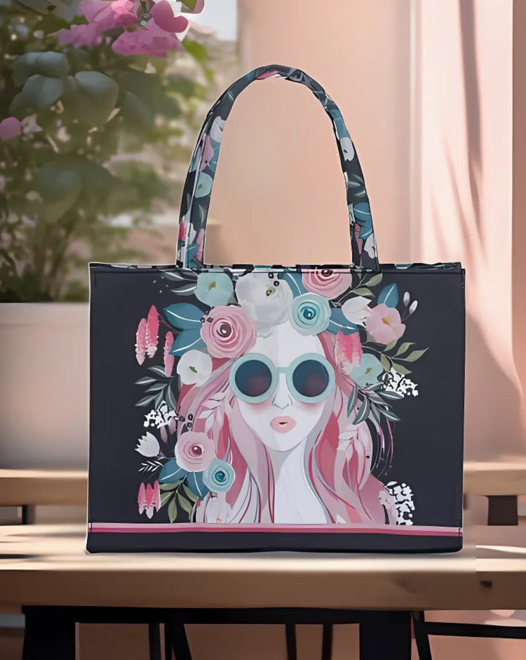 ZEMIMAAS Canvas Tote Cherry Twinkle – Black