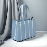ZEMIMAAS Mini Breeze Striped Blue canvas tote bag