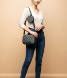 ZEMIMAAS Checkered Coin Black pu leather crossbody bag, view 2
